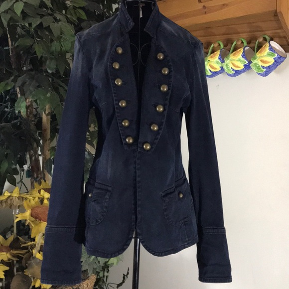 Free People Jackets & Blazers - FREE PEOPLE navy Military Jacket.